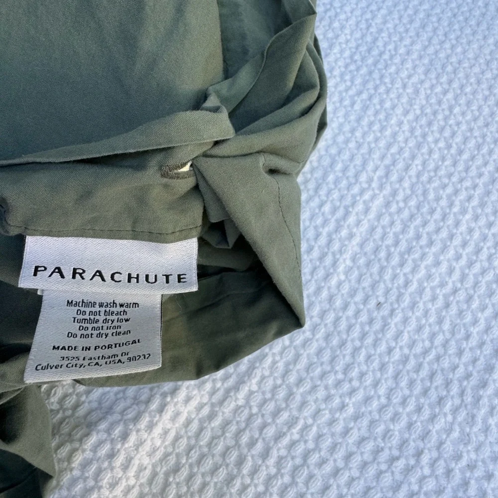 PARACHUTE Percale Duvet Cover in Agave size Full / Queen pre owned stained